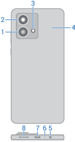 back view of phone with main features called out