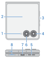front and side view of closed phone