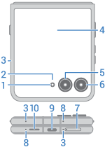 front and side view of closed phone