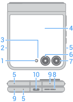 front and side view of closed phone